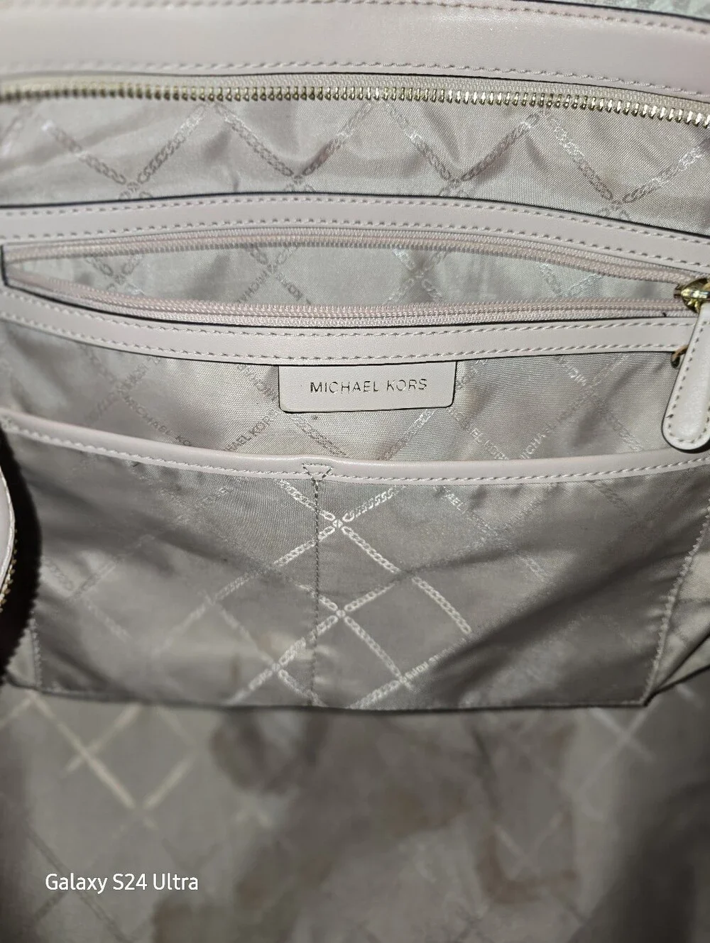 Michael Kors Pink & Cream MK Signature Duffel Bag